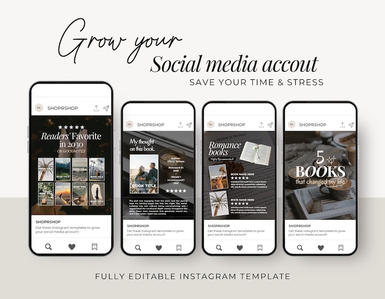 Bookstagram-mall | 80 estetiska Instagram-inlägg för Canva bild 4