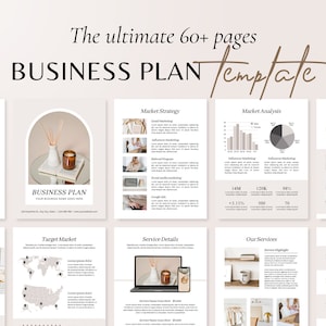 Business Plan Template Printable | Small Business Planner  | Start Up Workbook | Side Hustle Planner | Canva Template
