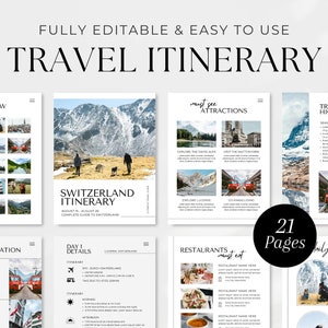 Modelo editável de itinerário de viagem | Itinerário de viagem | Guia de viagem para impressão | Planejador de agente de viagens | Planejador de férias para lua de mel