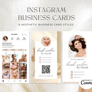 Wizytówka na Instagramie dla Lash Tech | Wizytówka na Instagramie | Wizytówka na Instagramie | Wizytówka z kodem QR | Edytowalny szablon salonu piękności