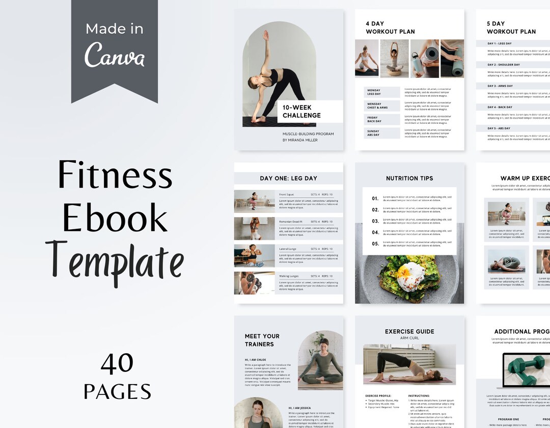 Fitness Ebook Template Fitness Planner Ebook Exercise Template