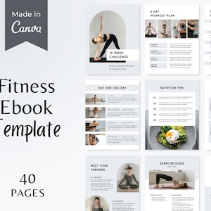 Fitness Ebook Template | Fitness Planner | Ebook Exercise Template | Nutrition Yoga Workout Gym Personal Training | Fitness Tracker