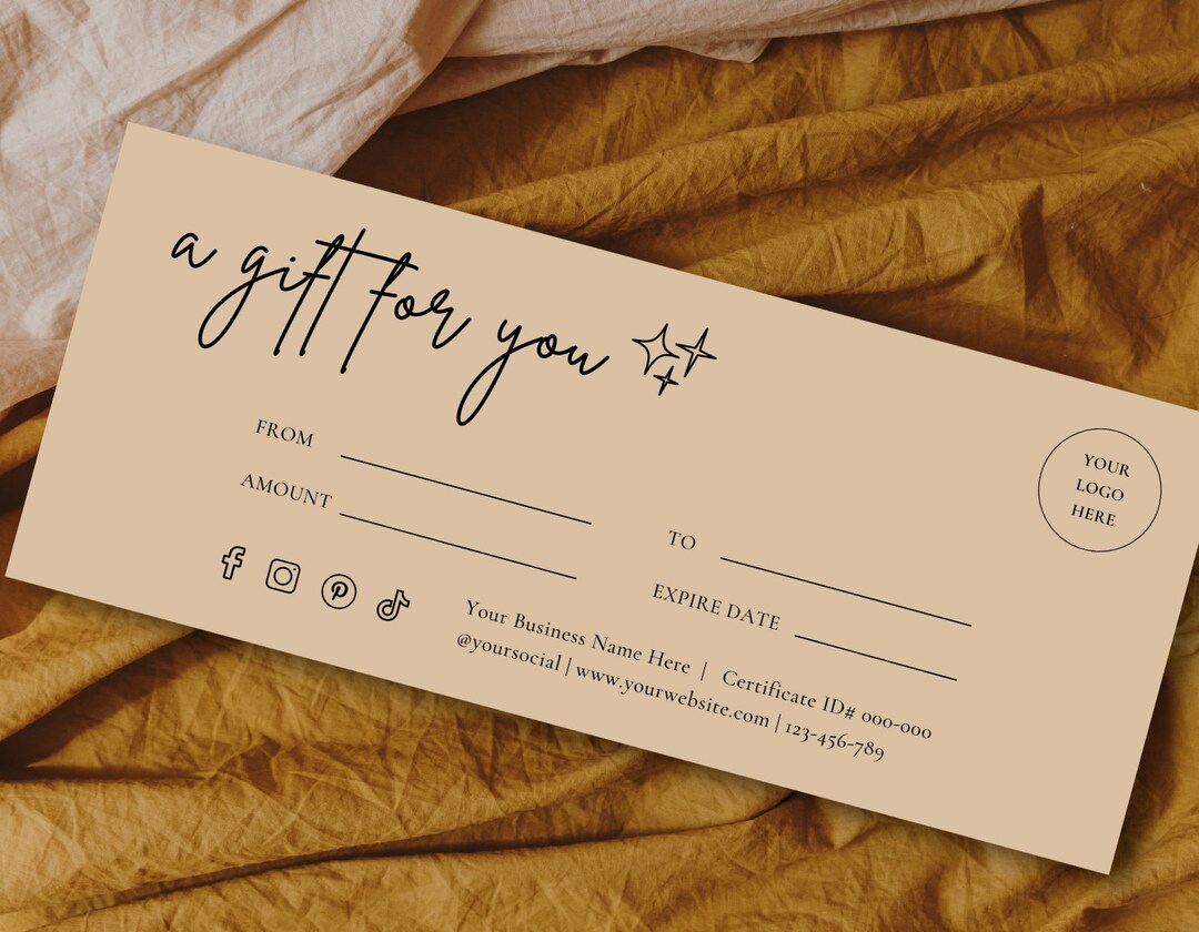 Gift Certificate Template | DIY Gift Card | Printable Gift Voucher ...