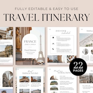 Editable Travel Itinerary Template | Trip Itinerary | Printable Travel Guide | Travel Agent Planner | Holiday Honeymoon Vacation Planner