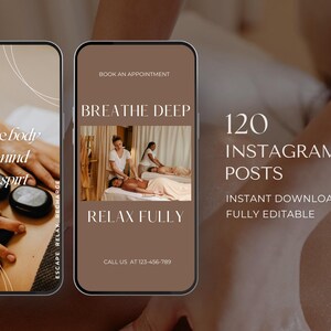 Massage Therapist Instagram Templates | Massage Therapy Social Media Post | Esthetician Beauty Spa Marketing image 3