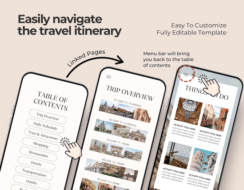 Editable Travel Itinerary Template | Trip Itinerary | Printable Travel Guide | Travel Agent Planner | Holiday Honeymoon Vacation Planner image 3