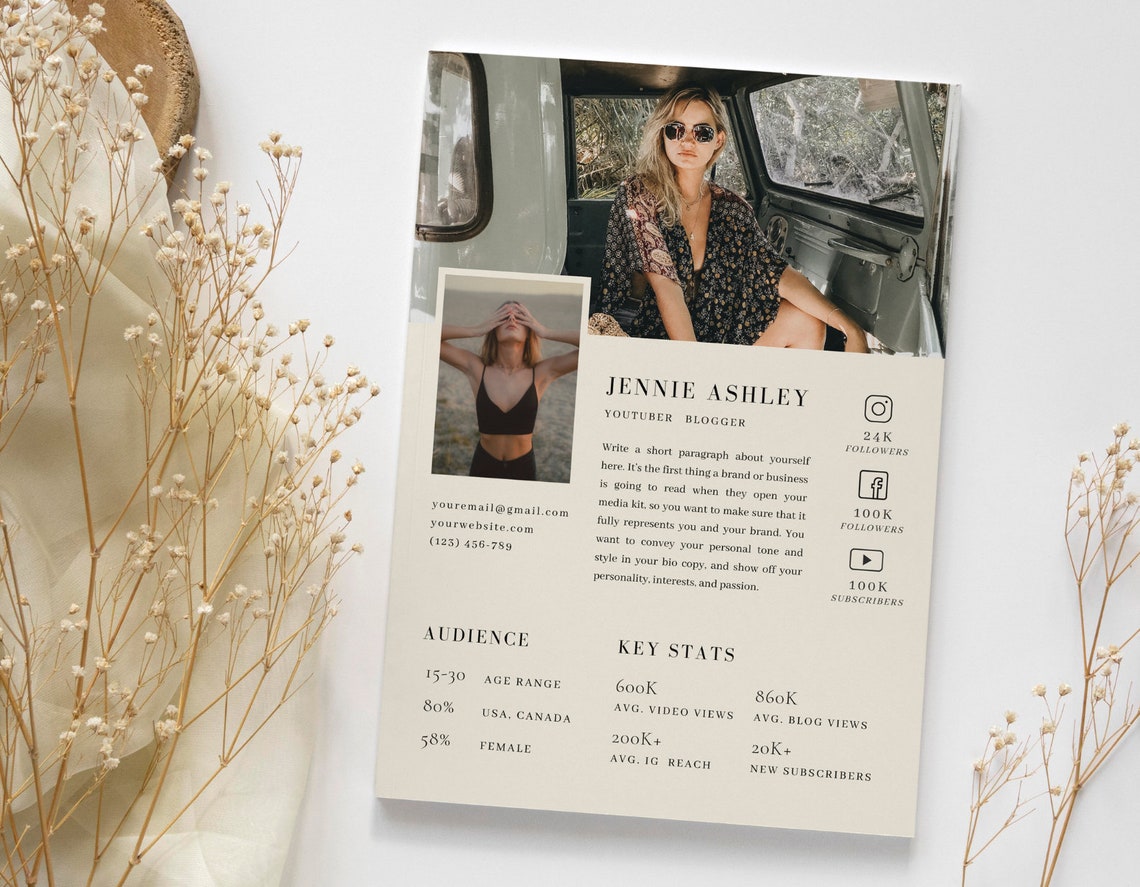 Media Kit Template Influencer Rate Card Template blogger Social Media