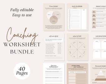 Coaching Worksheet Templates | Coaching Ebook Templates | Lead Magnet Templates | Life Coach Worksheet Tools