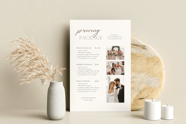 Wedding Photography Pricing List| Wedding Pricing Guide Sheet Template| Wedding Collection Package| Photographer Price Guide| Editable Canva image 5