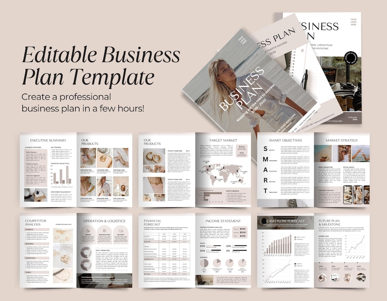 Business Plan Template Printable | Small Business Planner | Start Up Workbook | Side Hustle Planner | Canva Template image 4