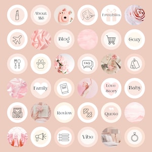 36 Pink Instagram Highlight Covers| Instagram Story Highlight Icons| Instagram Boho Highlight Covers| Aesthetic IG Highlights