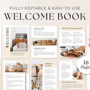 Modello di libro di benvenuto Airbnb / Libro di benvenuto per case vacanze / Pacchetto di benvenuto per case vacanze / Modello di guida di benvenuto