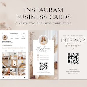 Carte de visite Instagram pour décorateur d'intérieur | Carte de visite Instagram | Carte de visite IG | Carte de visite QR code