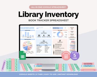 Personal Library Tracker | Book Tracker Reading List Planner | Book Lovers Template (Google Sheets)