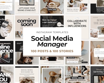 Social Media Manager Templates | Instagram Posts and Stories | Instagram Engagement | Digital Marketing Posts | Branding Kit