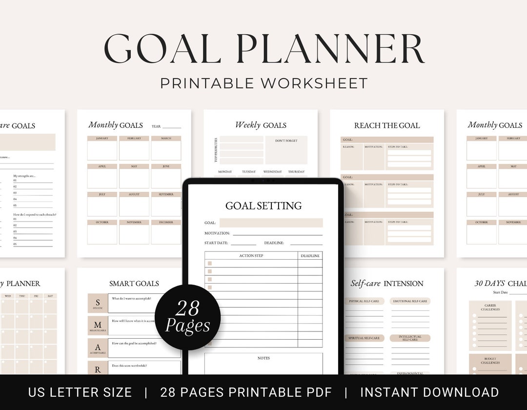Goal Setting Planner Template | 2024 SMART Goal Tracker | Goal Planning ...