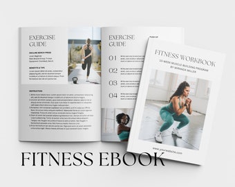 Plantilla de libro electrónico de fitness / Planificador de programa de fitness / Plantilla de entrenador de yoga de fitness / Entrenador de nutrición / Entrenamiento personal de entrenamiento / Paquete de gimnasio