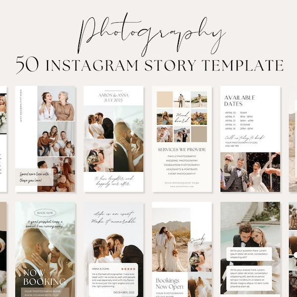 Photography Instagram Story Template | Photographer Template | Social Media Canva Template | Mini Session Wedding Photography Template