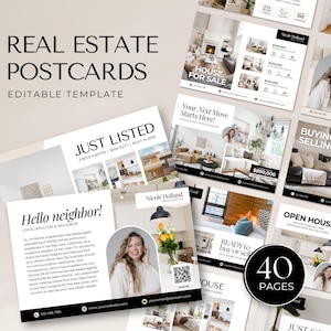 Grundbesitz Postkarten Vorlagen | Hallo Nachbar, Markt Updates, Just Listed | Realtor Postkarten Marketing | Makler