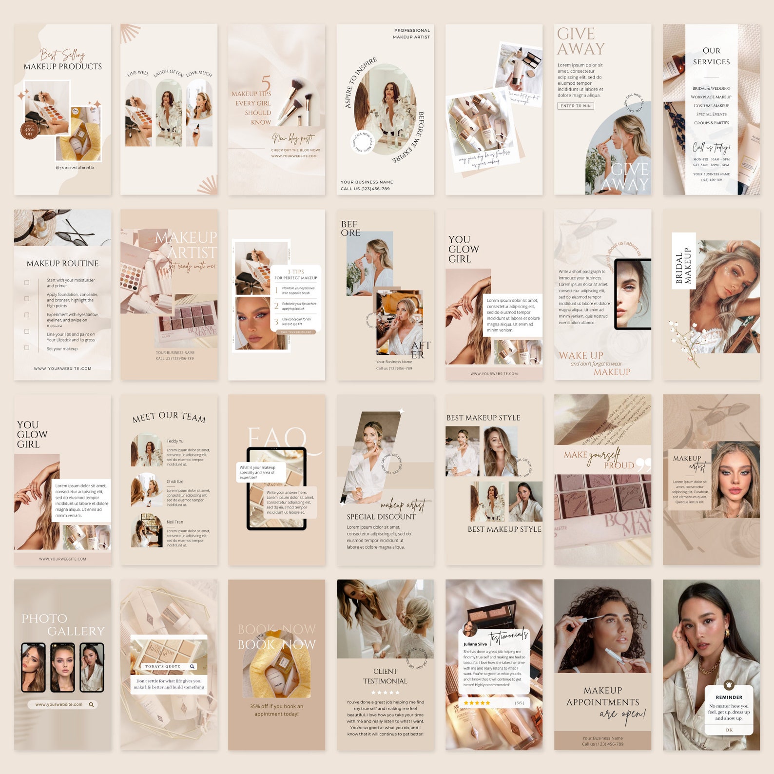 Makeup Artist Instagram Story Templates | Beauty Skincare Instagram ...