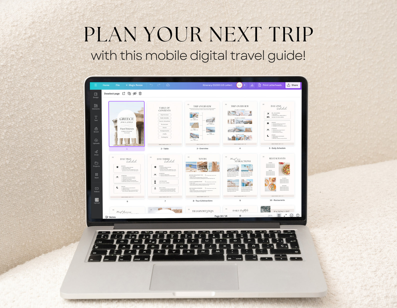 Editable Travel Itinerary Template | Trip Itinerary | Printable Travel ...