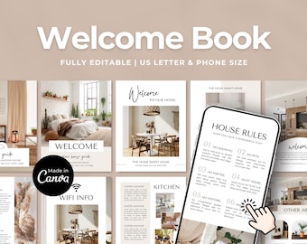Airbnb Welcome Book Template | House Host Manual Guidebook Template | Real Estate Canva Template | Vacation Rental Template