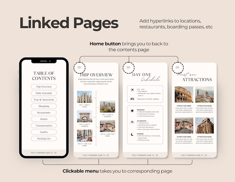 Editable Travel Itinerary Template | Trip Itinerary | Printable Travel Guide | Travel Agent Planner | Holiday Honeymoon Vacation Planner image 9