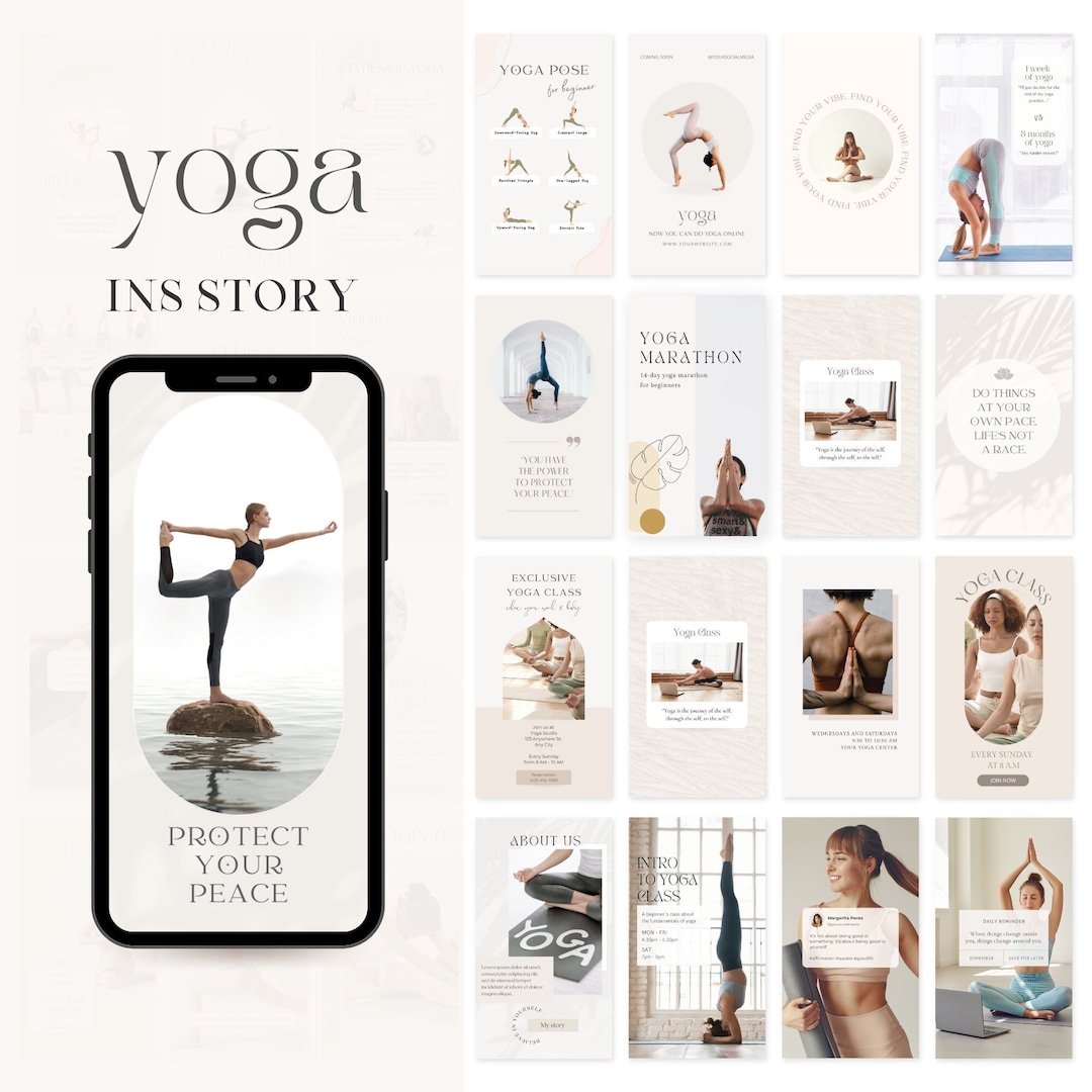 Yoga Instagram Story Templates | Yoga Teacher Wellness Coach | Fitness ...