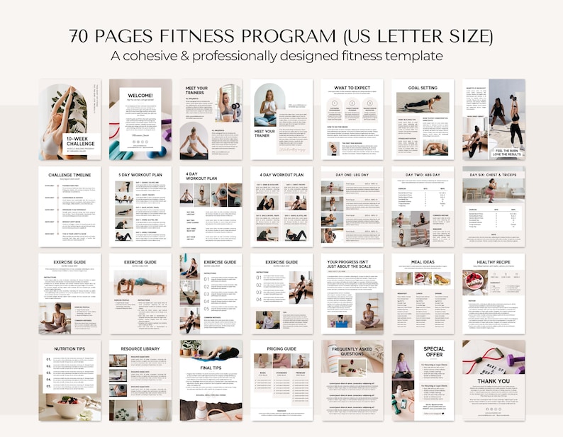 Fitness Ebook Template | Fitness Program Planner | Fitness Yoga Coach Template | Nutrition Coach | Workout Personal Training | Gym Packet image 5