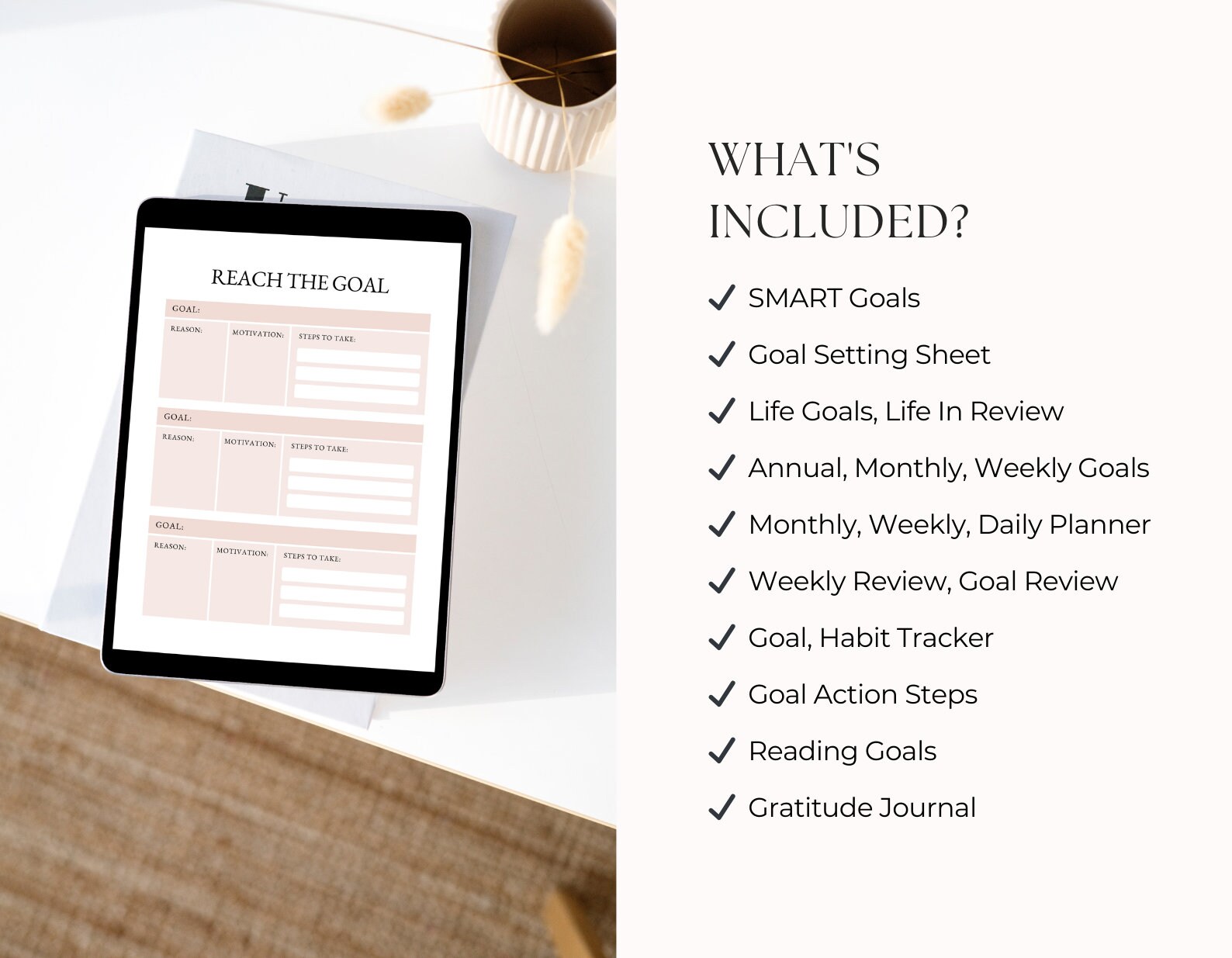 Goal Setting Planner Template | 2024 SMART Goal Tracker | Goal Planning ...