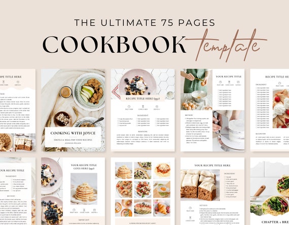 Recipe Book Template| Digital Cookbook Template | Printable Recipe Card Meal Planner | Recipe Binder | Canva Templates