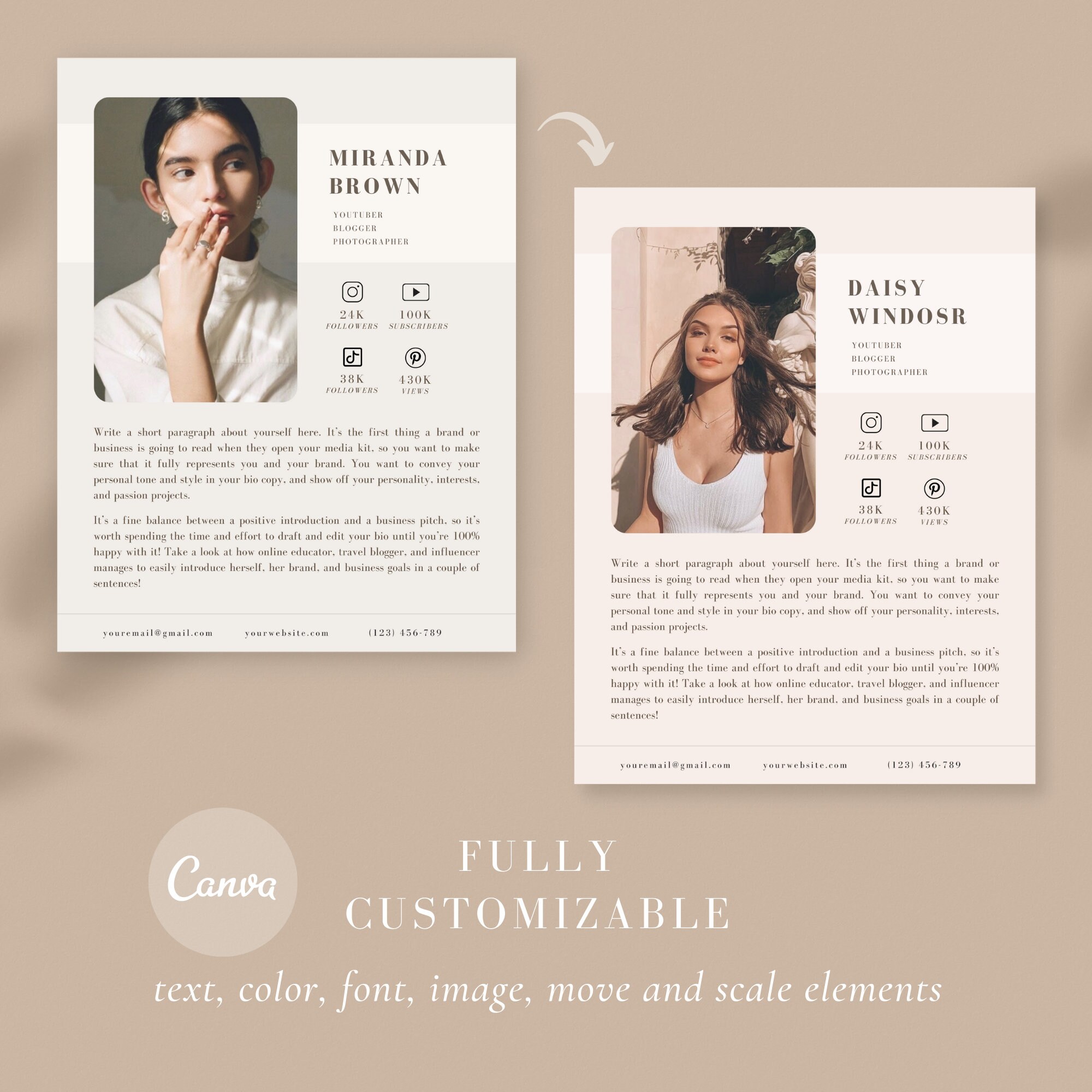 2 Page Media Kit Canva Template Instagram Media Kit - Etsy