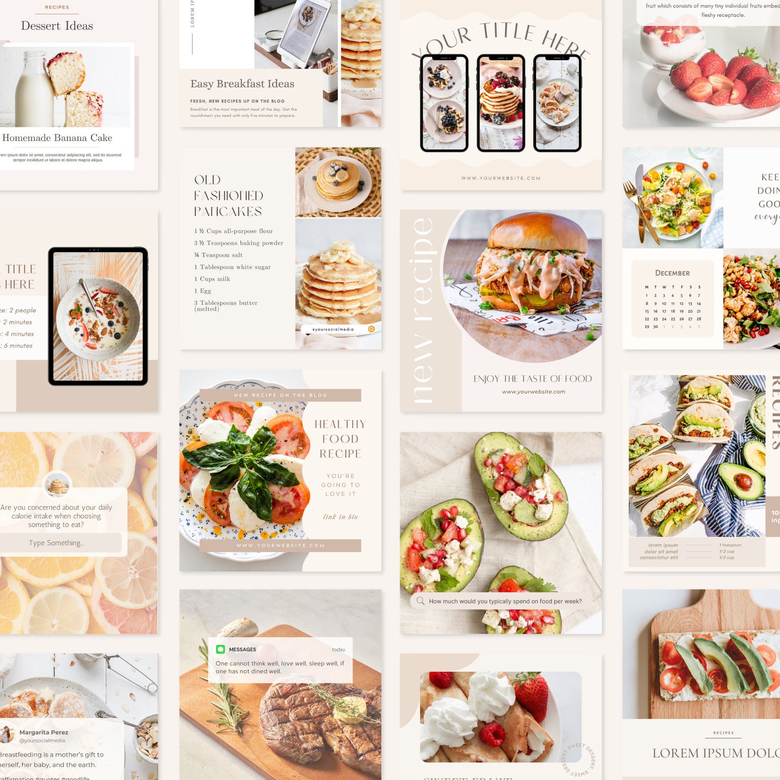 Food Instagram Posts Healthy Eating Recipe Branding - Etsy