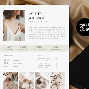 Media Kit Template| Influencer Media Kit | Rate Card Template | Social Media Kit | Canva Template | Facebook TikTok Instagram
