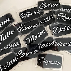 Tarjetas de lugar/tarjetas de nombre de acrílico pintadas a mano