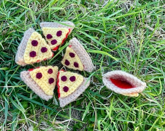 Llavero de ganchillo pizza Slice con mini bolsillo secreto