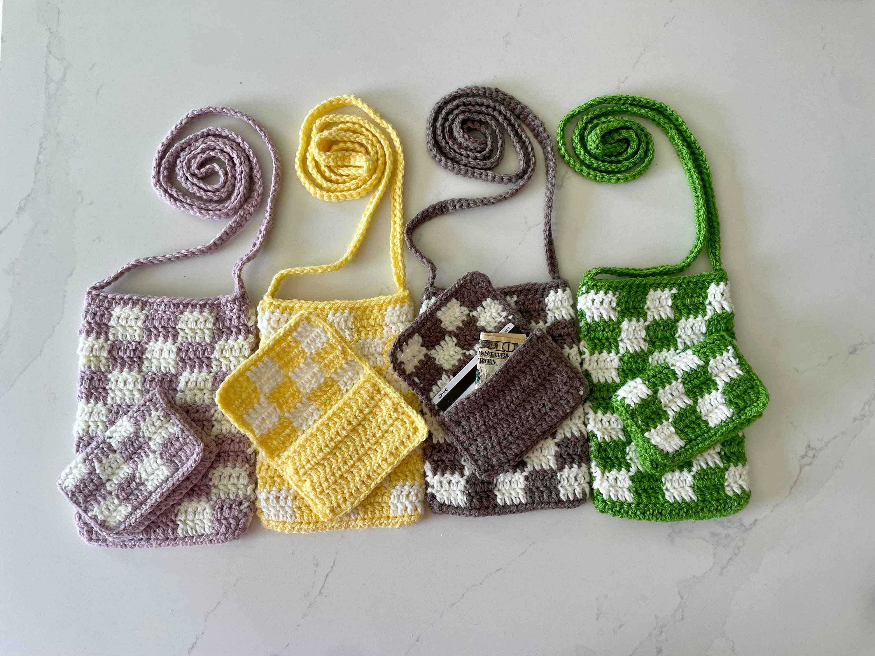 Checkered Crochet Shoulder Bag — Village Thrive