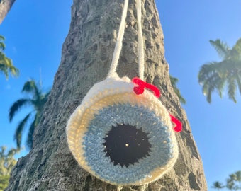 Crochet Eyeball Drawstring Bag