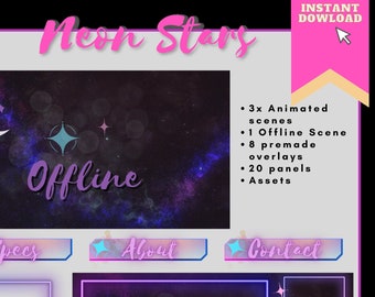 Twitch Kickオーバーレイパッケージ - 新しいスター（アニメーション）ストリーミングアセット