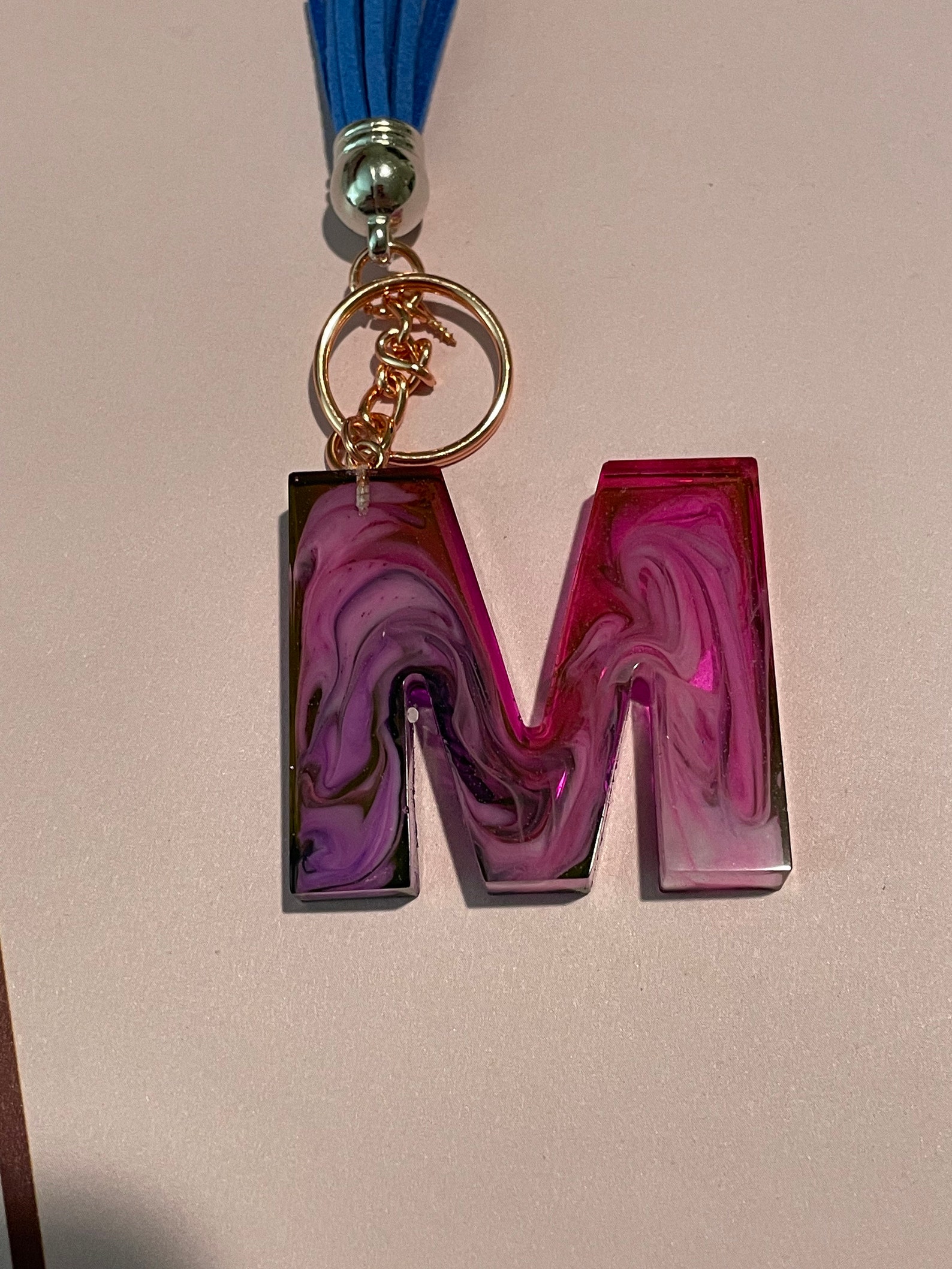 Letter M resin keychain Etsy