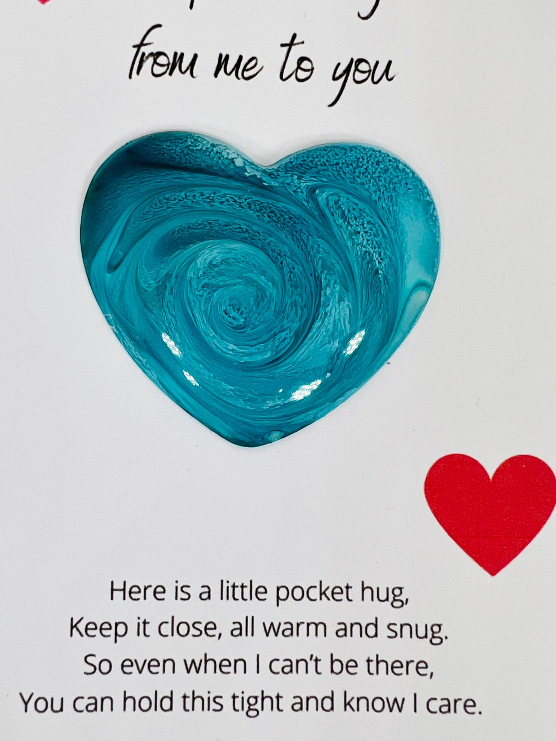 Pocket Hug Hug Token Love Token Resin Heart Pocket Hug Etsy