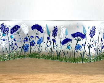 Fused Glass Flower wave, Suncatcher, Decorative Art, Home Decor, Gift