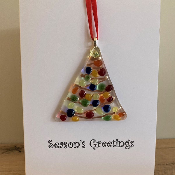 Fused Glass handmade Xmas Card and decoration / hanger