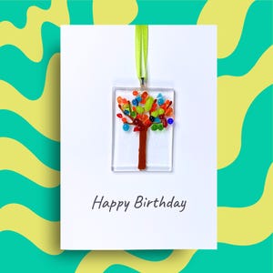 Tree Keepsake Greeting Card, Fused Glass, Suncatcher, Special Gift