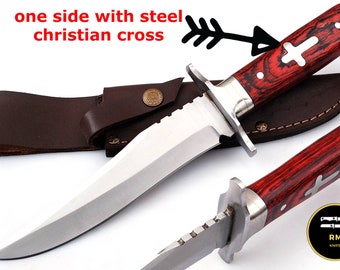 Handmade Hunting Knife, Stainless Steel Knife, Wood Handle, Leather Sheath, Hunting Knife Blade, Hunting knife personalized, Gift for Men