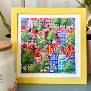 Polen Kunstdruck: Bunte Häuser, Europäische Architektur (20x20)