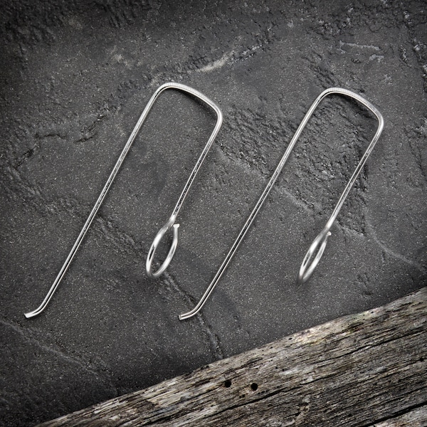 Silver Plated Long Earwires, front facing loop, handmade in Australia, jewellery making supplies, 20gauge/.8mm.