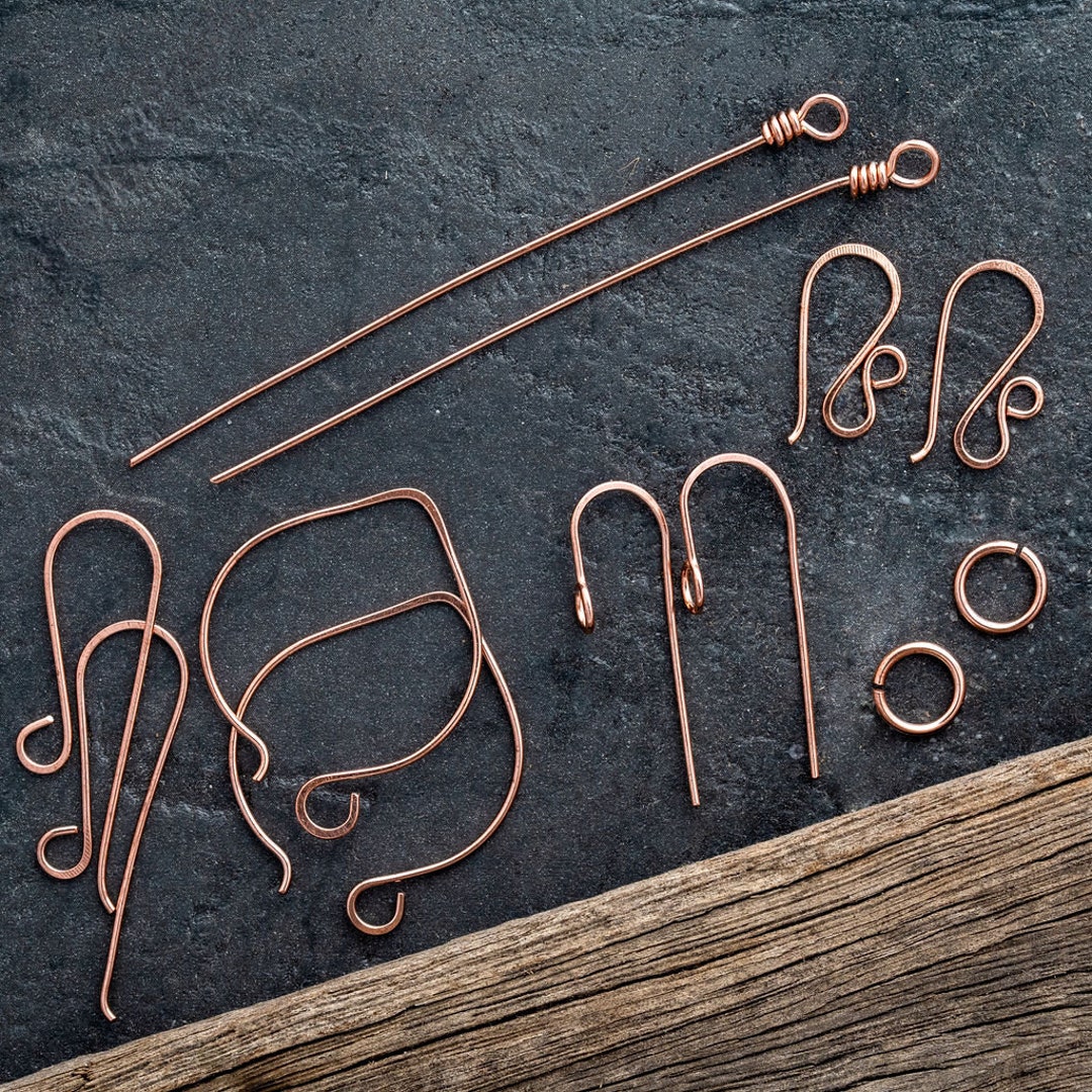 Bare Copper Findings Sample Pack, 6 Pairs of Handmade Earring Hooks and ...