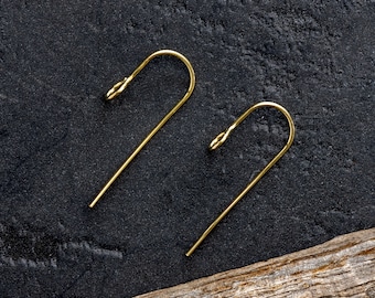 Tiny Raw Brass Earwires, .8mm/20g, handmade earring hooks, jewellery making.