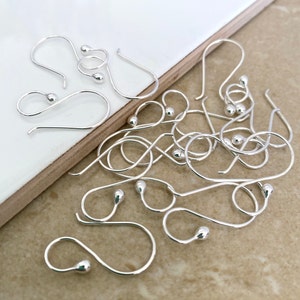 bulk silver earring hooks for jewellery making, argentium .935 silver